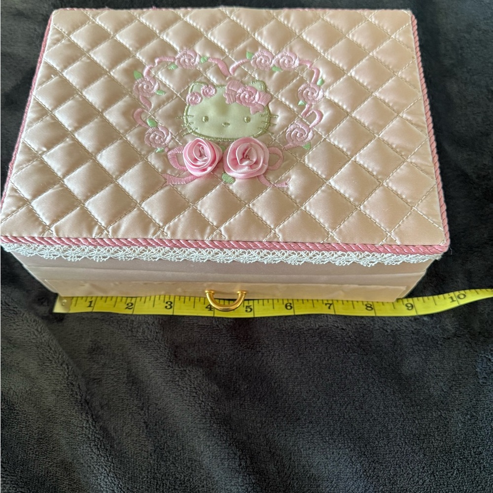 Hello Kitty Quilted Pink Jewelry Box with Embroidered Design